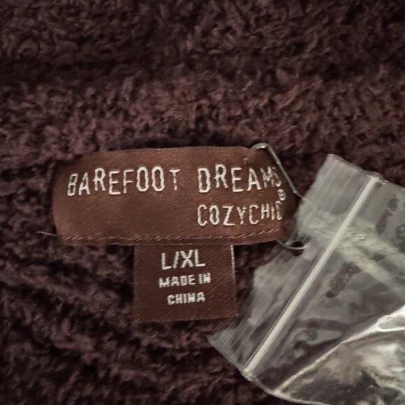 Barefoot Dreams Cozychic Chevron Ribbed Cardigan Size L/XL Deep Garnet New - Picture 7 of 10